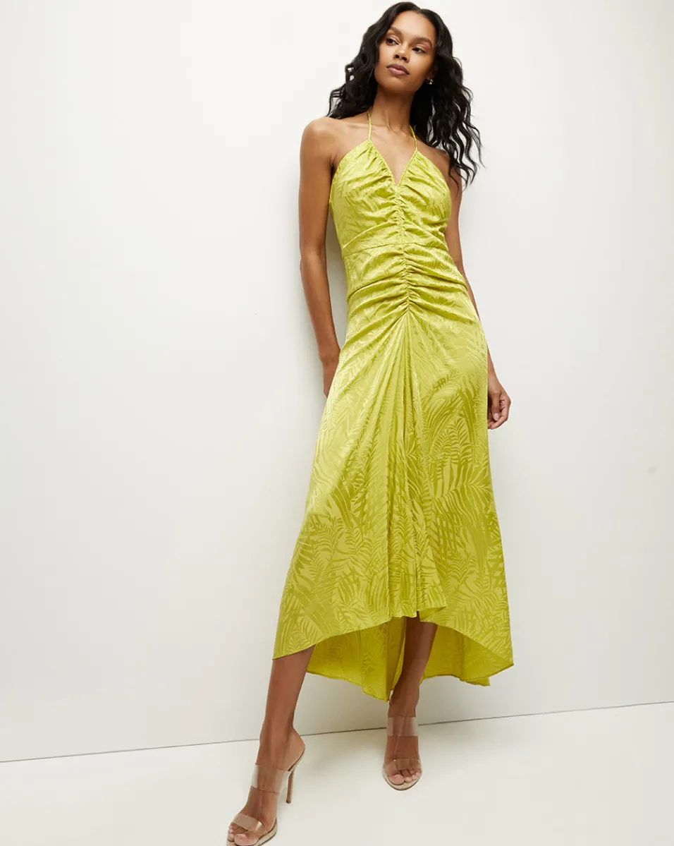 Veronica Beard Dresses*Aldana Stretch-Silk Dress in Chartreuse