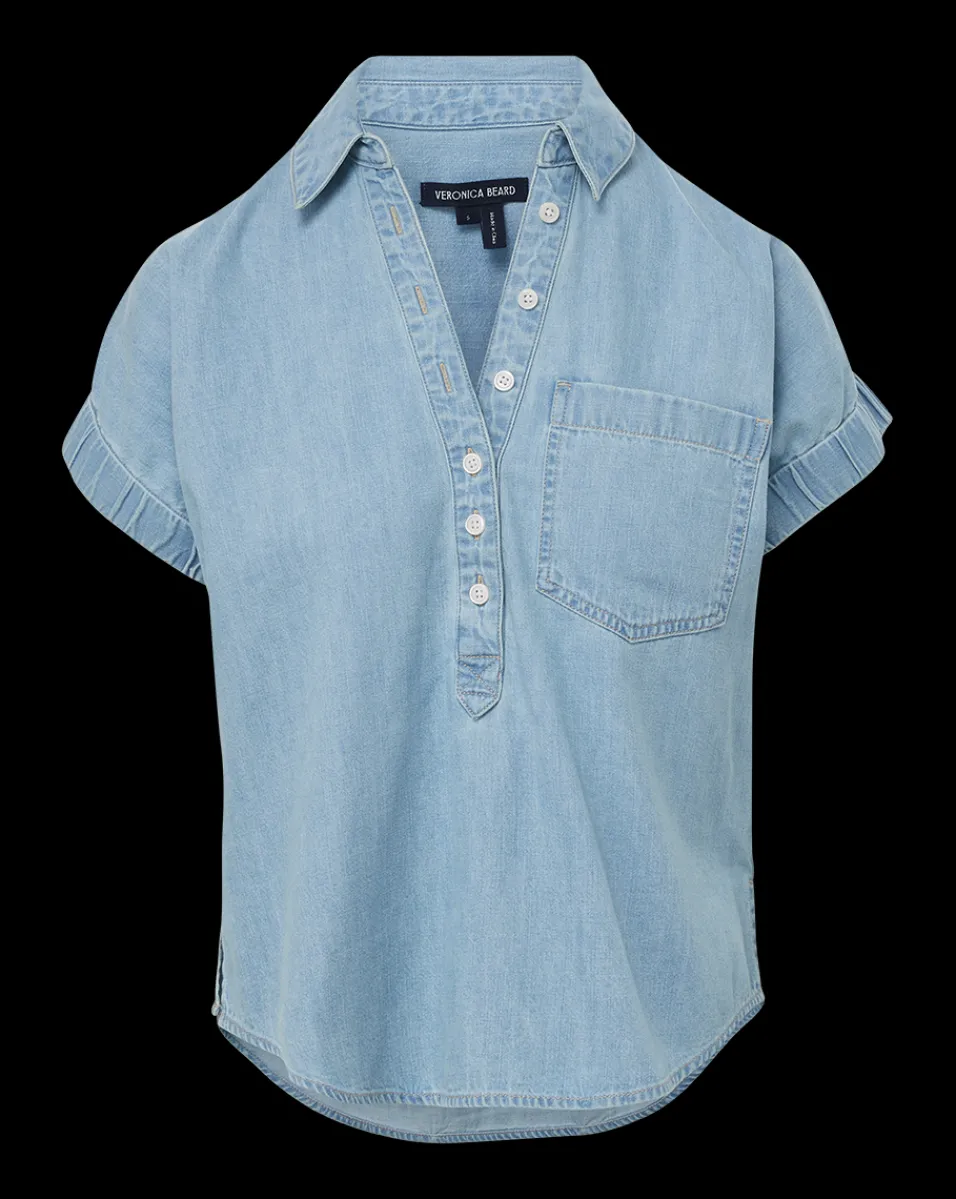 Veronica Beard Tops*Almera Chambray Button-Down Top in Sky