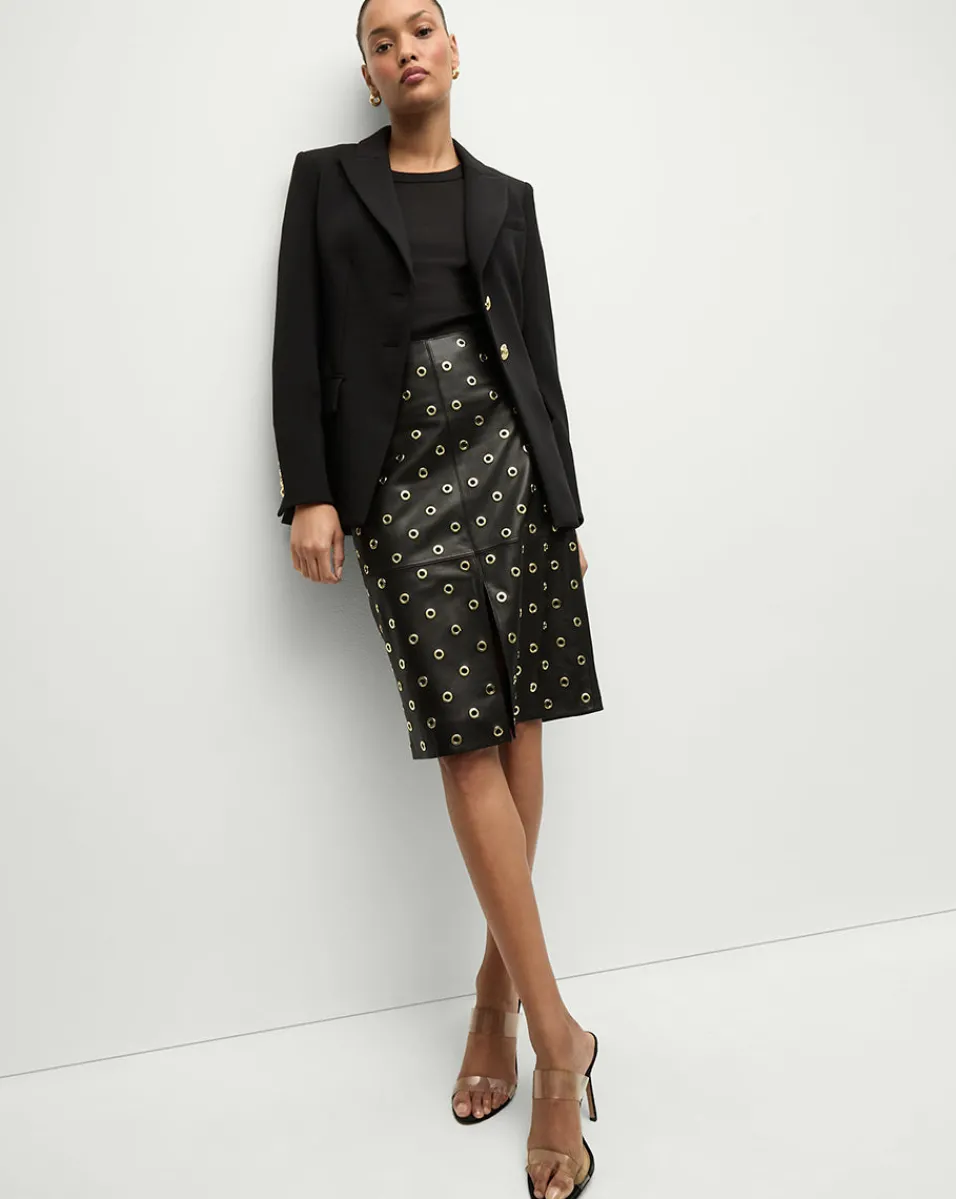 Veronica Beard Skirts & Shorts|Party Dressing*Anderson Leather Grommet Skirt in Black Black/Gold