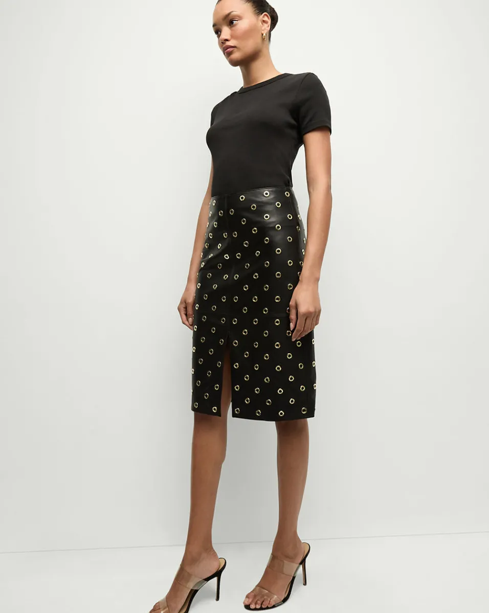 Veronica Beard Skirts & Shorts|Party Dressing*Anderson Leather Grommet Skirt in Black Black/Gold