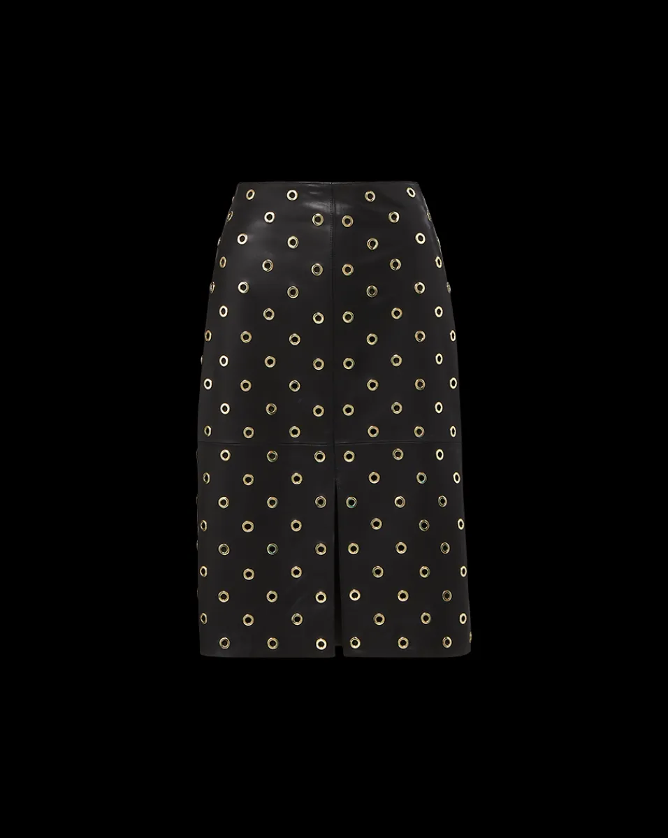 Veronica Beard Skirts & Shorts|Party Dressing*Anderson Leather Grommet Skirt in Black Black/Gold