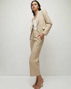 Veronica Beard Pants|Extended Sizes*Aubrie Women's Linen Cropped Pant KhakiMelange