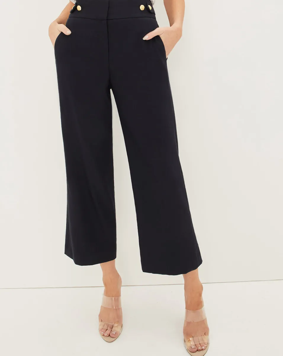 Veronica Beard Pants*Aubrie Women's Linen Cropped Pant Navy