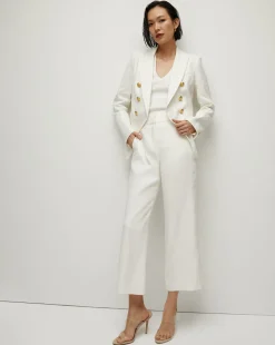 Veronica Beard Pants|Extended Sizes*Aubrie Women's Linen Cropped Pant in Off-White