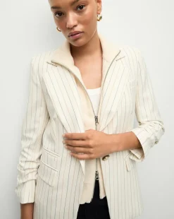 Veronica Beard Jackets & Outerwear|Matching Sets*Battista Pinstriped Dickey Jacket in Dove Multi DoveMulti
