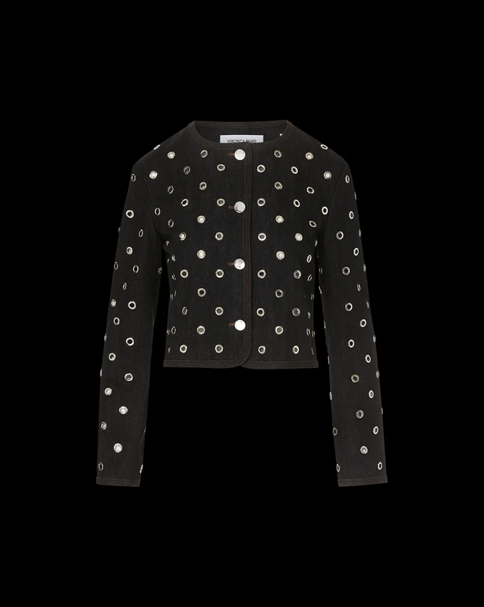 Veronica Beard Jackets & Outerwear|Party Dressing*Beale Grommet Jacket in Black | Studded Jacket WashedBlack/Silver