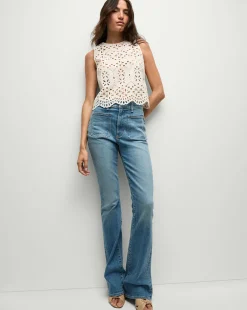 Veronica Beard Jeans*Beverly Patch-Pocket Skinny-Flare Jean in Seawater Stone SeawaterStone