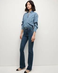 Veronica Beard Jeans|The Veronicas' Favorites*Cameron Bootcut Jean with Raw Hem in Dark Blue Denim Thriller