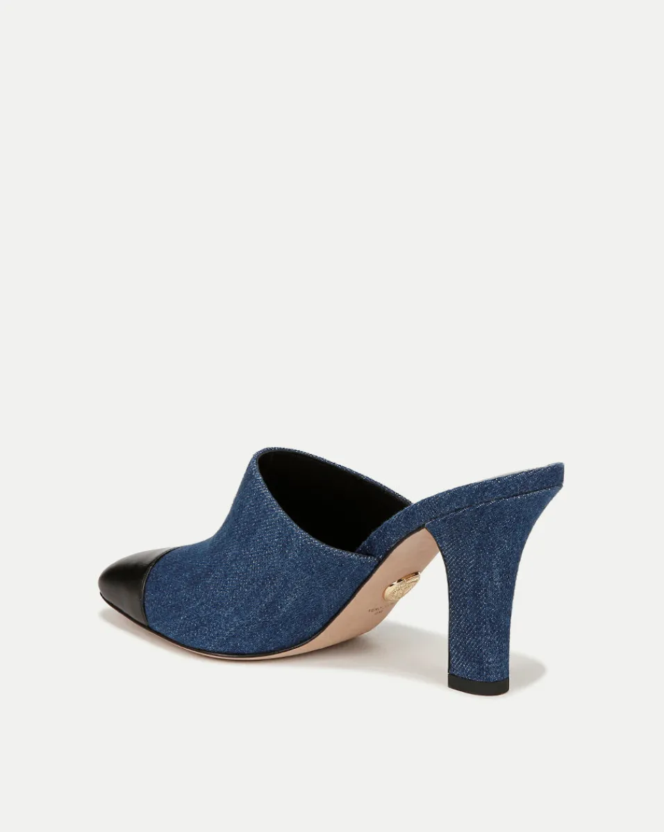 Veronica Beard Pumps*Carlotta Denim Mixed-Media Heel in Blue