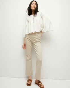 Veronica Beard Jeans*Carolina Khaki High-Rise Crop-Flare Jean StoneKhaki