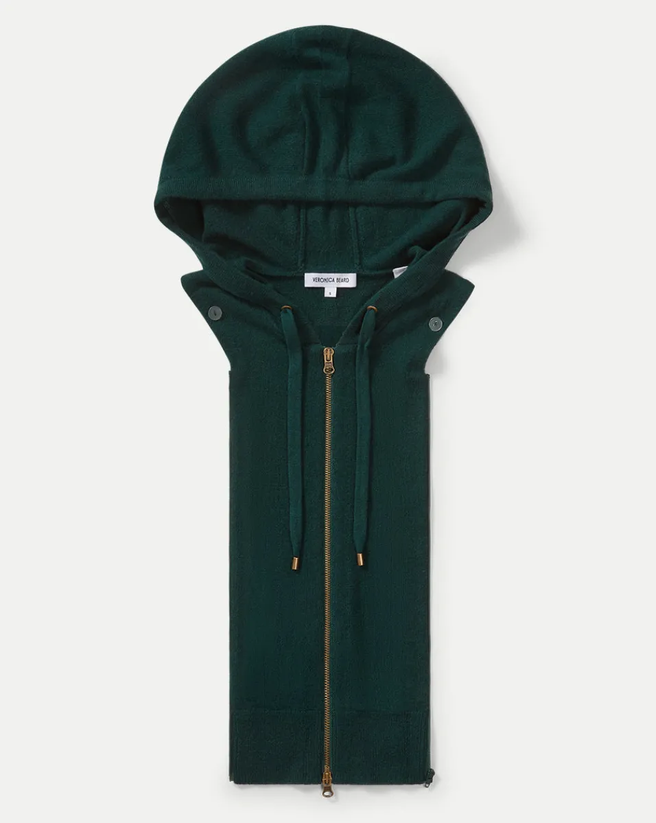 Veronica Beard Dickeys*Cashmere Hoodie Dickey in Dark Green Pine