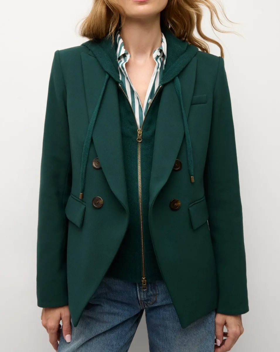 Veronica Beard Dickeys*Cashmere Hoodie Dickey in Dark Green Pine