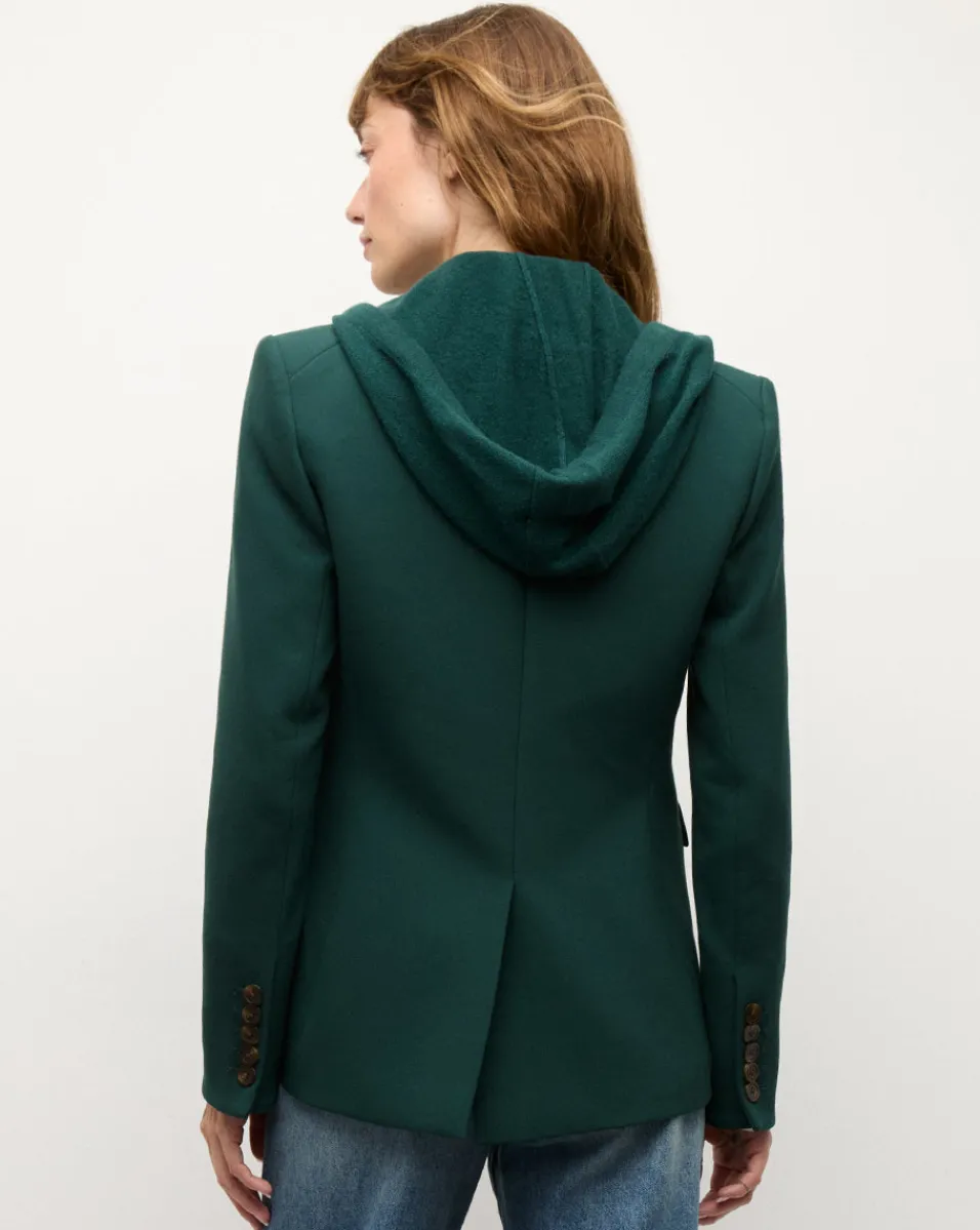Veronica Beard Dickeys*Cashmere Hoodie Dickey in Dark Green Pine