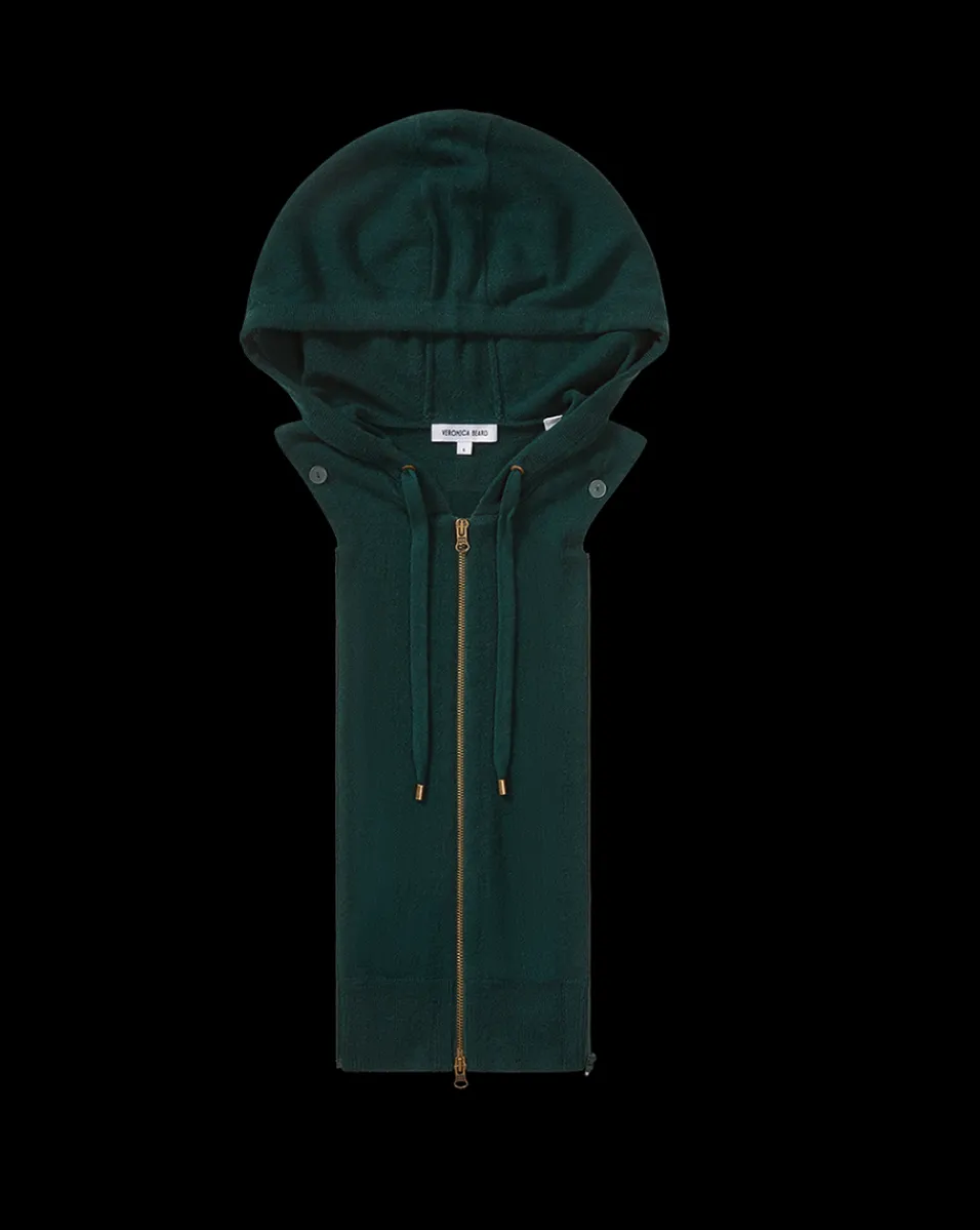 Veronica Beard Dickeys*Cashmere Hoodie Dickey in Dark Green Pine