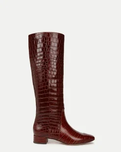 Veronica Beard Boots & Booties*Cecile Croc Knee High Boots in Brown Sepia