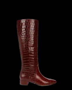 Veronica Beard Boots & Booties*Cecile Croc Knee High Boots in Brown Sepia
