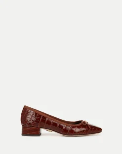 Veronica Beard Flats & Loafers|Pumps*Cecile Croc-Embossed Ballet Pump in Sepia