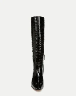 Veronica Beard Boots & Booties*Cecile Croc-Embossed Tall Boot in Black
