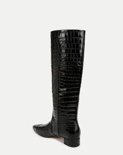 Veronica Beard Boots & Booties*Cecile Wide Calf Croc Tall Boot in Black