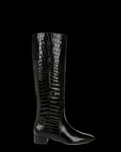 Veronica Beard Boots & Booties*Cecile Wide Calf Croc Tall Boot in Black