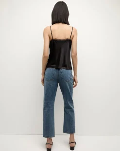 Veronica Beard Tops*Ciarlo Lace-Trim Tank Silk Camisole in Black