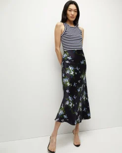 Veronica Beard Skirts & Shorts*Clover Stretch-Silk Skirt in Navy Multi NavyMulti