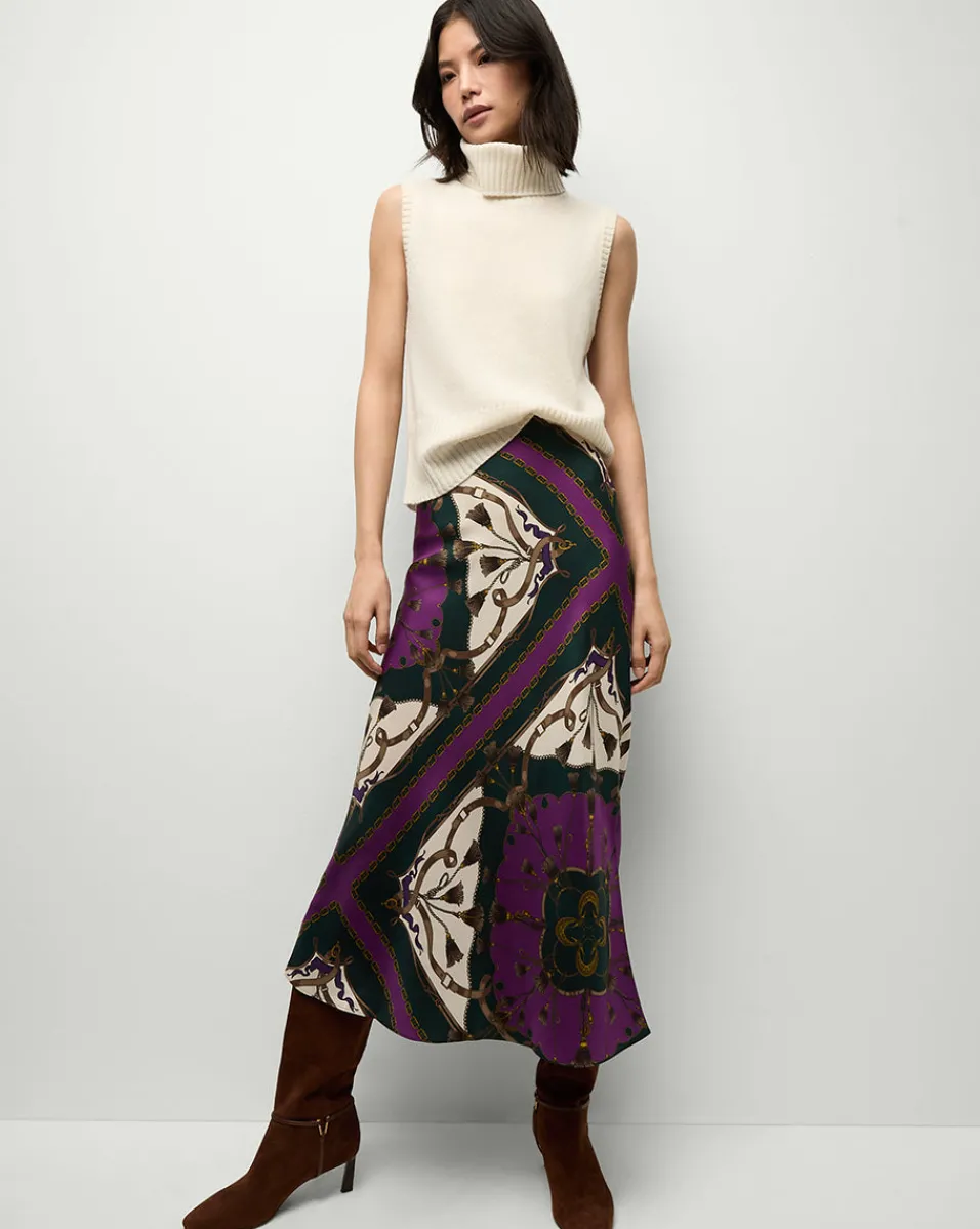 Veronica Beard Skirts & Shorts|Party Dressing*Clover Stretch-Silk Skirt in Pine Multi PineMulti