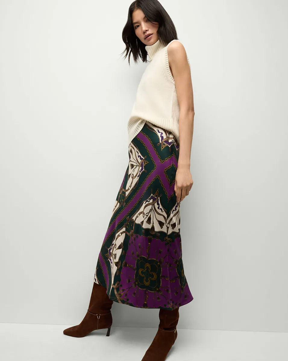 Veronica Beard Skirts & Shorts|Party Dressing*Clover Stretch-Silk Skirt in Pine Multi PineMulti