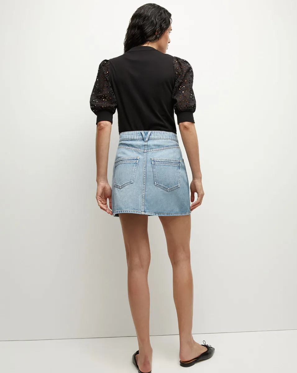 Veronica Beard Tops*Coralee Eyelet Puff-Sleeve Tee in Black