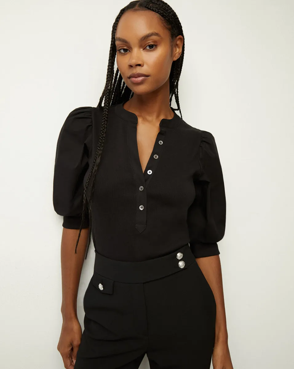 Veronica Beard Tops|Vb Classics*Coralee Puff-Sleeve Tee Black