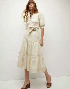 Veronica Beard Tops*Coralee Puff-Sleeve Tee in Limestone