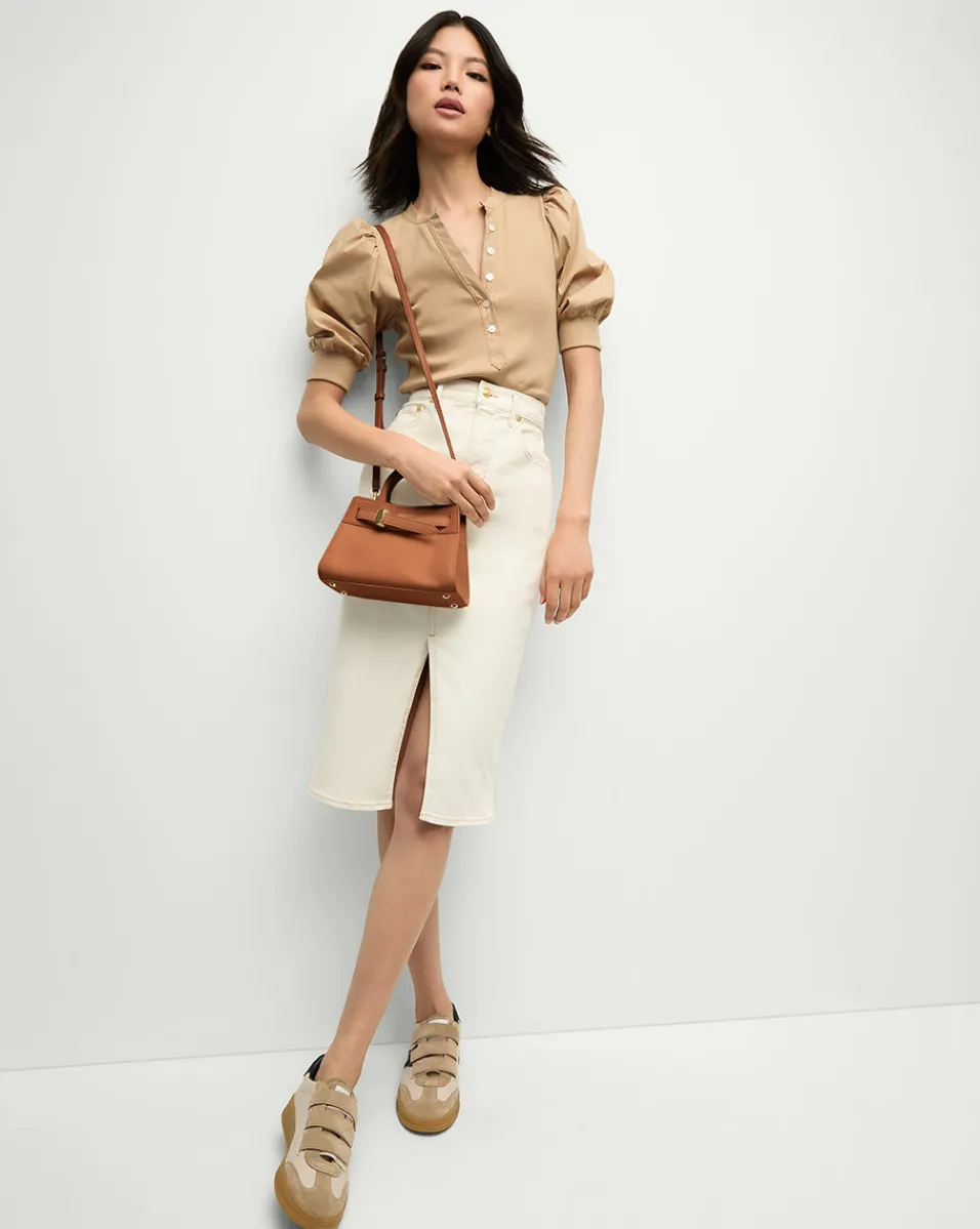 Veronica Beard Tops*Coralee Puff-Sleeve Tee in Khaki
