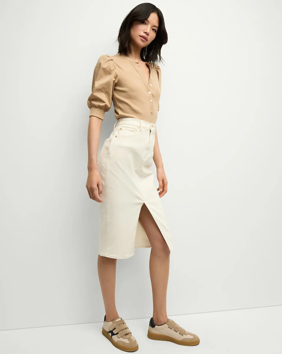 Veronica Beard Tops*Coralee Puff-Sleeve Tee in Khaki