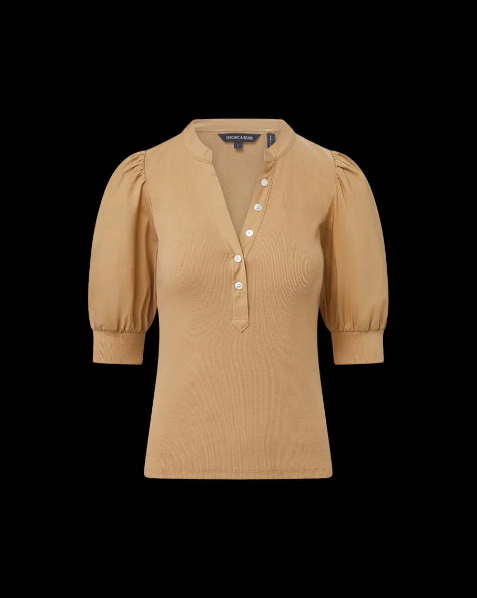Veronica Beard Tops*Coralee Puff-Sleeve Tee in Khaki