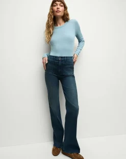 Veronica Beard Jeans*Crosbie Patch-Pocket Slim Wide-Leg Jeans in Northern Lights NorthernLights