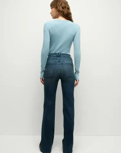 Veronica Beard Jeans*Crosbie Patch-Pocket Slim Wide-Leg Jeans in Northern Lights NorthernLights