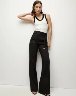 Veronica Beard Pants*Cruz Stretch-Linen Pants in Black
