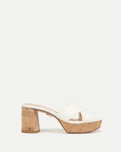 Veronica Beard Sandals*Dory White Cork Block-Heel Sandal Coconut