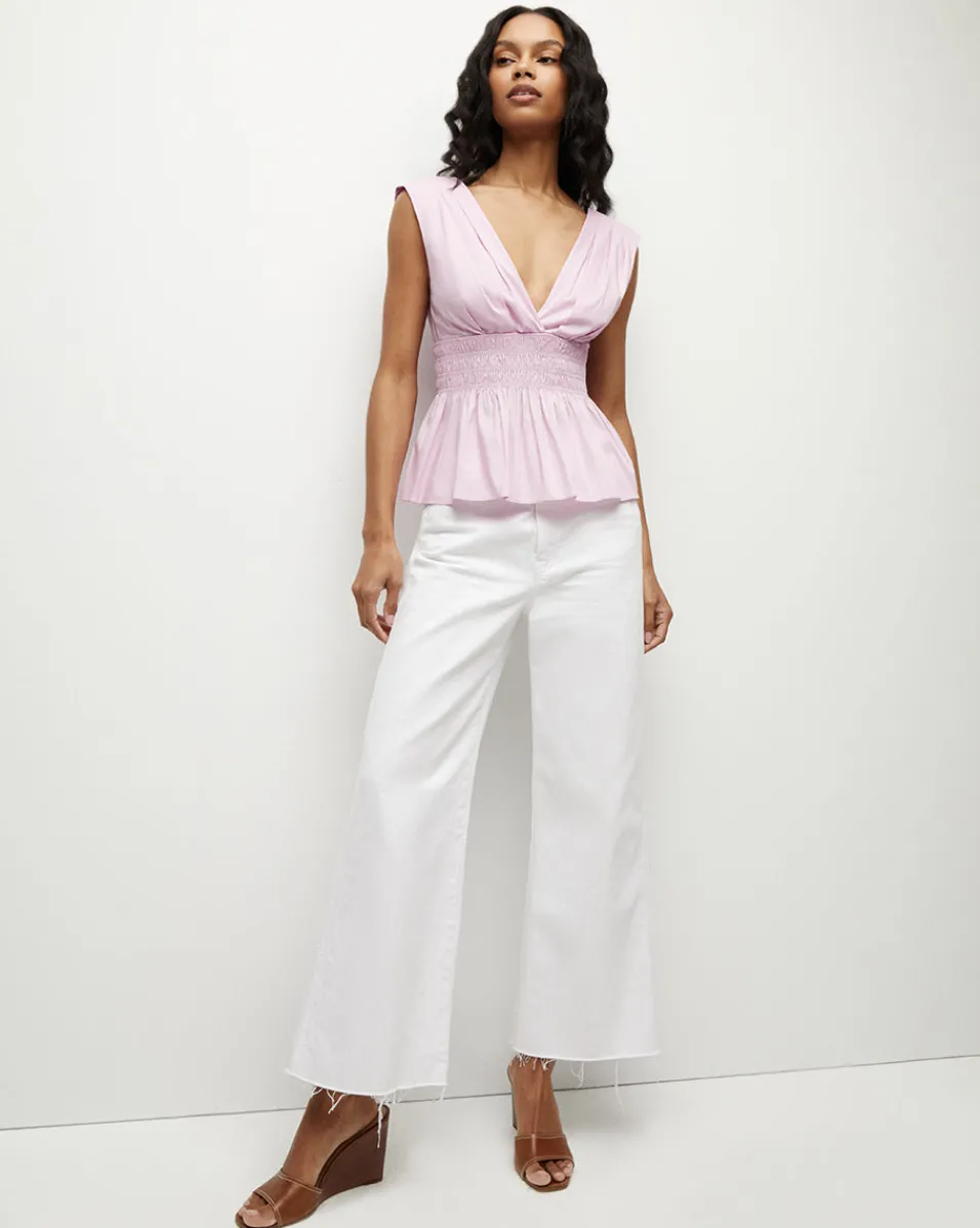 Veronica Beard Tops*Evra Deep-V Neck Ruffle-Peplum Top BarelyOrchid