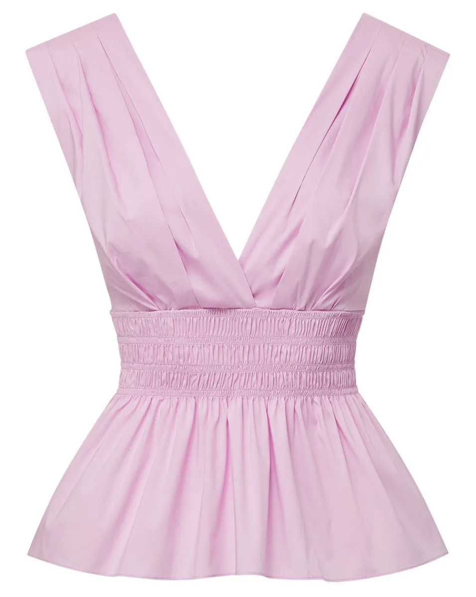 Veronica Beard Tops*Evra Deep-V Neck Ruffle-Peplum Top BarelyOrchid