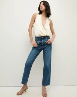 Veronica Beard Tops|Party Dressing*Fernanda Silk Bodysuit in x Poppy Delevingne Ivory
