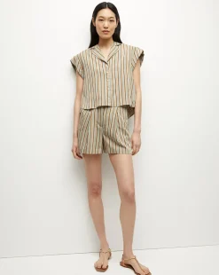Veronica Beard Tops*Kasa Pinstripe Button-Down Top SeafoamMulti