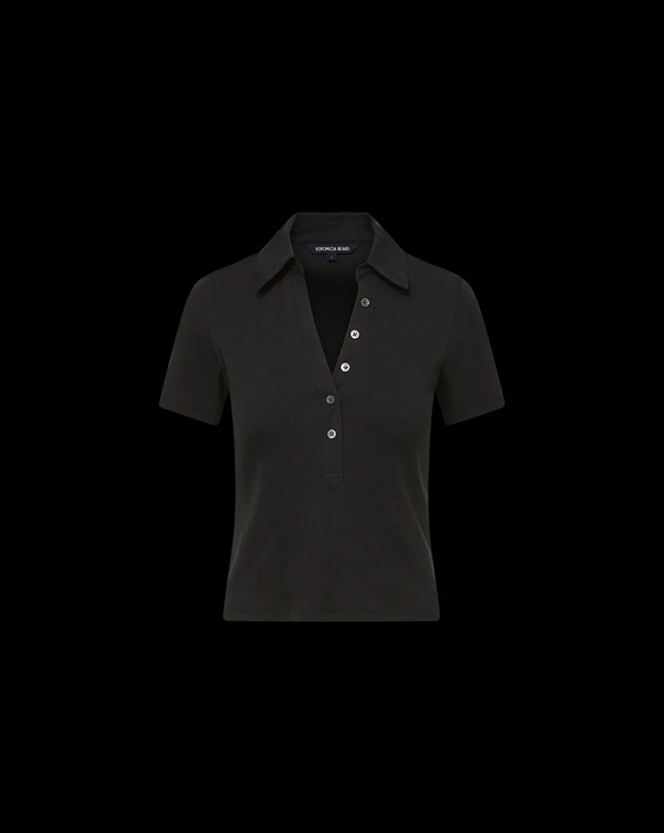 Veronica Beard Tops*Kearney Button-Down Tee in Black