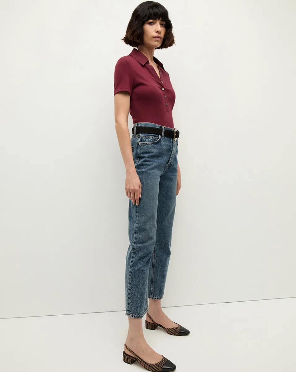 Veronica Beard Tops*Kearney Button-Down Tee in Wine