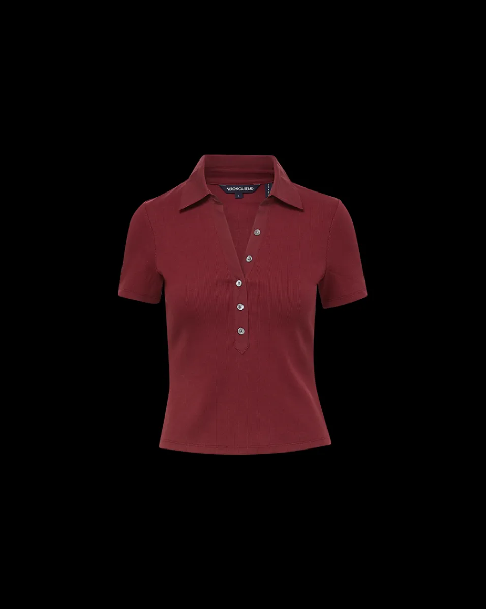 Veronica Beard Tops*Kearney Button-Down Tee in Wine