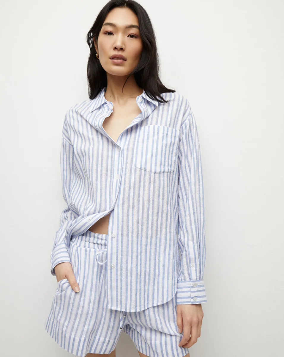 Veronica Beard Tops*Keiko Button-Down Shirt in Blue/White