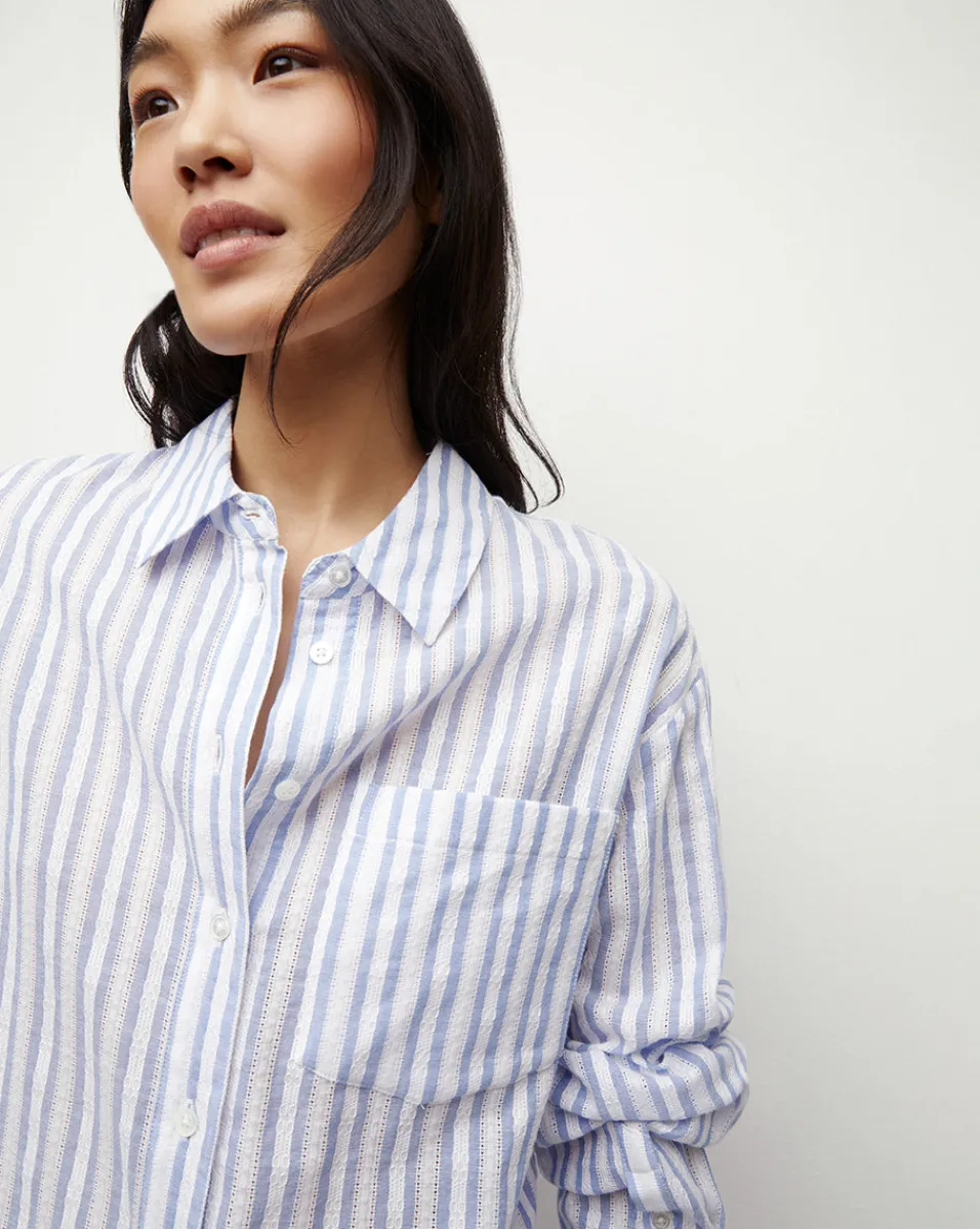 Veronica Beard Tops*Keiko Button-Down Shirt in Blue/White