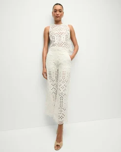 Veronica Beard Pants|Matching Sets*Kemper Cotton Eyelet Pant in Off-White