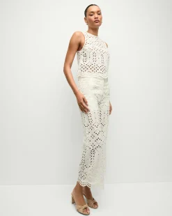 Veronica Beard Pants|Matching Sets*Kemper Cotton Eyelet Pant in Off-White
