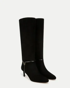 Veronica Beard Boots & Booties*Kenzie Mid-Heel Tall Boot Wide-Calf in Black